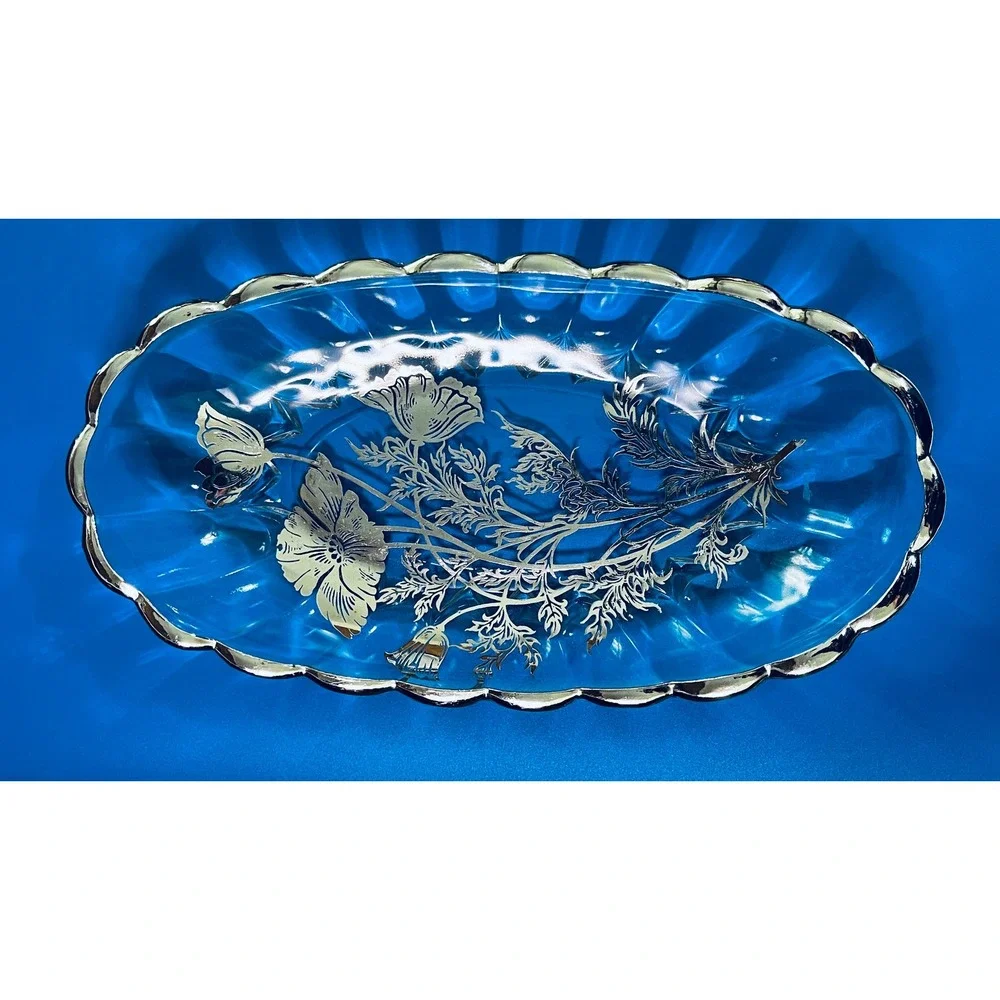 Silver City‎ Flanders Clear Celery Dish Silver Plated Inlay 10.5